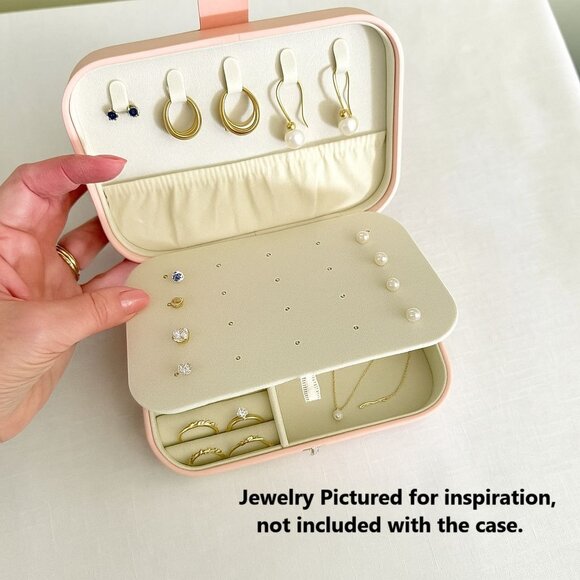 Pink Travel Jewelry Box Organizer for Rings Earrings Necklaces Multiple Compartm - Picture 4 of 7